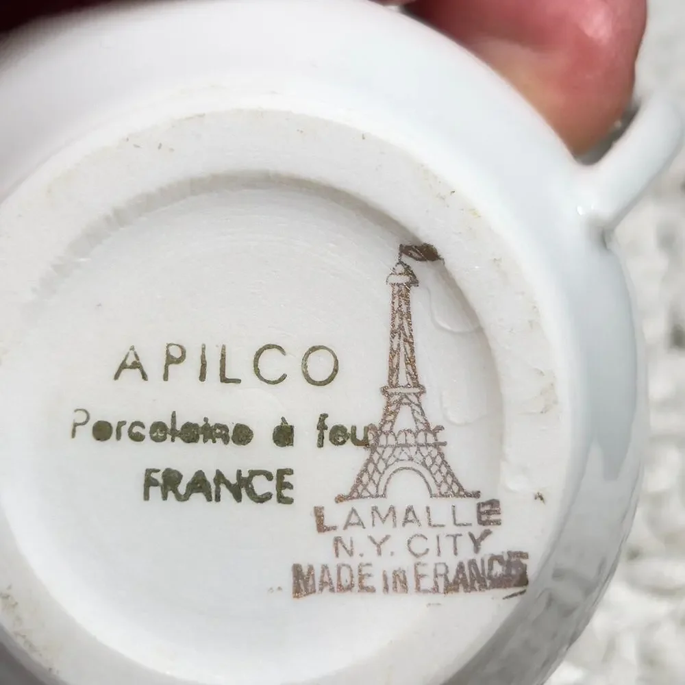 Apilco Lamalle NY City Made in France Porcelain Pots De Creme Jar w Lid Floral